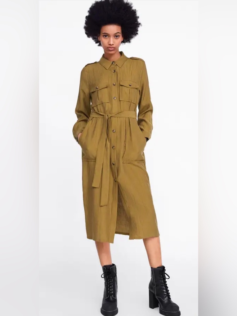 Zara Belted Utility Shirt Dress